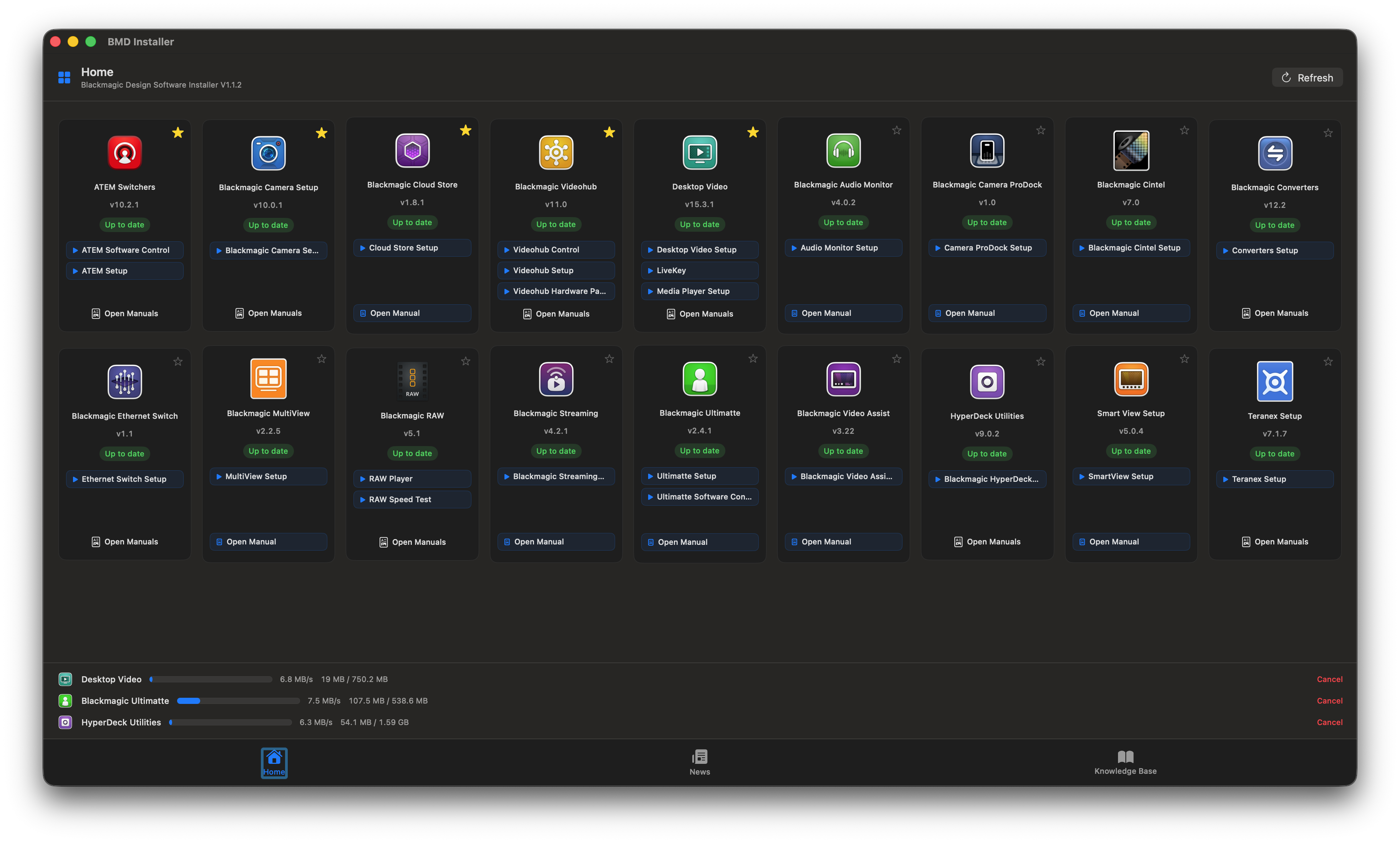 BMD Installer with active downloads in progress